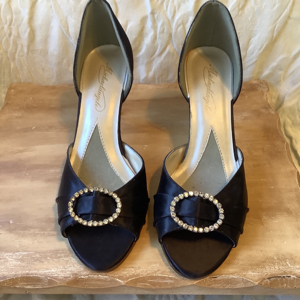 Michael Angelo black‎ heels rhinestone NWOT
